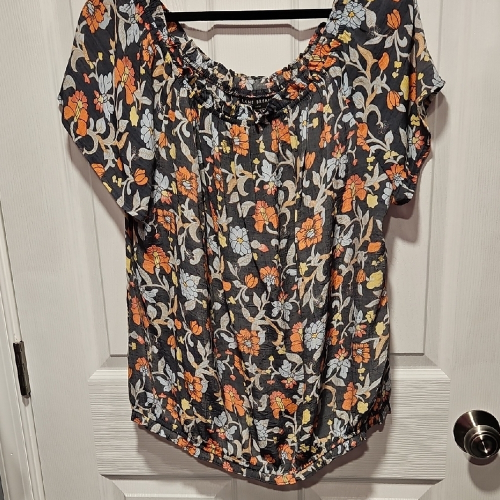 Lane Bryant Floral Blouse - Black and Orange
